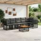 Preview: ARDEBO.de - Gartensofa-set 7 stk. Schwarz und Dunkelgrau Poly-Rattan