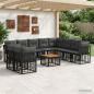 Preview: ARDEBO.de - Outdoor-Sofagarnitur 11 stk. Schwarz und Dunkelgrau Polyester