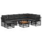Preview: Outdoor-Sofagarnitur 9 stk. Schwarz und Dunkelgrau Polyester