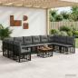 Preview: ARDEBO.de - Outdoor-Sofagarnitur 11 stk. Schwarz und Dunkelgrau Polyester