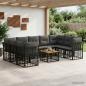Preview: ARDEBO.de - Outdoor-Sofagarnitur 10 stk. Schwarz und Dunkelgrau Polyester