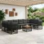 Preview: ARDEBO.de - Outdoor-Sofagarnitur 11 stk. Schwarz und Dunkelgrau Polyester