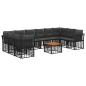 Preview: Outdoor-Sofagarnitur 11 stk. Schwarz und Dunkelgrau Polyester