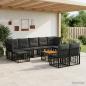 Preview: ARDEBO.de - Outdoor-Sofagarnitur 10 stk. Schwarz und Dunkelgrau Polyester