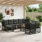 Preview: ARDEBO.de - Outdoor-Sofagarnitur 10 stk. Schwarz und Dunkelgrau Polyester