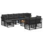 Preview: Outdoor-Sofagarnitur 10 stk. Schwarz und Dunkelgrau Polyester