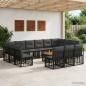 Preview: ARDEBO.de - Outdoor-Sofagarnitur 14 stk. Schwarz und Dunkelgrau Polyester