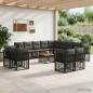 Preview: ARDEBO.de - Outdoor-Sofagarnitur 14 stk. Schwarz und Dunkelgrau Polyester