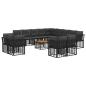 Preview: Outdoor-Sofagarnitur 14 stk. Schwarz und Dunkelgrau Polyester
