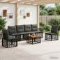 Preview: ARDEBO.de - Outdoor-Sofagarnitur 7 stk. Schwarz und Dunkelgrau Polyester