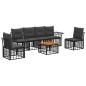 Preview: Outdoor-Sofagarnitur 7 stk. Schwarz und Dunkelgrau Polyester