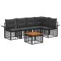 Preview: Outdoor-Sofagarnitur 6 stk. Schwarz und Dunkelgrau Polyester