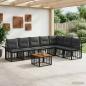 Preview: ARDEBO.de - Outdoor-Sofagarnitur 8 stk. Schwarz und Dunkelgrau Polyester