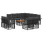 Preview: Outdoor-Sofagarnitur 12 stk. Schwarz und Dunkelgrau Polyester