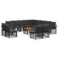 Preview: Outdoor-Sofagarnitur 14 stk. Schwarz und Dunkelgrau Polyester