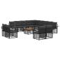 Preview: Outdoor-Sofagarnitur 14 stk. Schwarz und Dunkelgrau Polyester