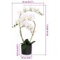 Preview: Künstliche Orchideenpflanze mit Topf Weiß 45 x 15 x 65 cm
