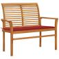 Preview: ARDEBO.de - Gartenbank mit Roter Auflage 112 cm Massivholz Teak