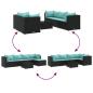 Preview: 6-tlg. Garten-Lounge-Set mit Kissen Schwarz Poly Rattan