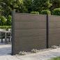 Preview: ARDEBO.de - zaunset 180 x 105 cm WPC und Aluminium Schwarz