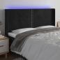 Preview: ARDEBO.de - LED Kopfteil Schwarz 203x16x118/128 cm Samt