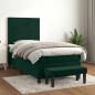 Preview: ARDEBO.de - Boxspringbett mit Matratze Dunkelgrün 90x190 cm Samt