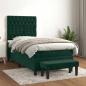 Preview: ARDEBO.de - Boxspringbett mit Matratze Dunkelgrün 90x190 cm Samt