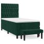 Preview: Boxspringbett mit Matratze Dunkelgrün 90x190 cm Samt