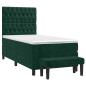 Preview: Boxspringbett mit Matratze Dunkelgrün 90x190 cm Samt