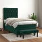 Preview: ARDEBO.de - Boxspringbett mit Matratze Dunkelgrün 90x200 cm Samt
