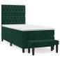 Preview: Boxspringbett mit Matratze Dunkelgrün 90x200 cm Samt