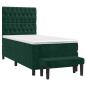 Preview: Boxspringbett mit Matratze Dunkelgrün 90x200 cm Samt