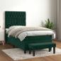 Preview: ARDEBO.de - Boxspringbett mit Matratze Dunkelgrün 100x200 cm Samt