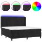 Preview: Boxspringbett mit Matratze & LED Schwarz 180x200 cm Samt