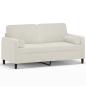 Preview: 2-Sitzer-Sofa mit Zierkissen Creme 140 cm Samt