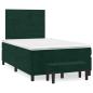 Preview: ARDEBO.de - Boxspringbett mit Matratze Dunkelgrün 120x190 cm Samt