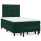 Preview: ARDEBO.de - Boxspringbett mit Matratze Dunkelgrün 120x190 cm Samt