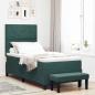 Preview: ARDEBO.de - Boxspringbett mit Kopfteil Dunkelgrün 190 x 90 cm Samt