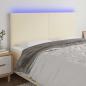 Preview: ARDEBO.de - LED Kopfteil Creme 160x5x118/128 cm Kunstleder