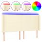 Preview: LED Kopfteil Creme 163x16x118/128 cm Kunstleder