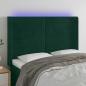 Preview: ARDEBO.de - LED Kopfteil Dunkelgrün 147x16x118/128 cm Samt