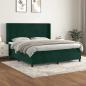 Preview: ARDEBO.de - Boxspringbett mit Matratze Dunkelgrün 180x200 cm Samt