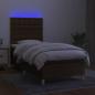 Preview: Boxspringbett mit Matratze & LED Dunkelbraun 80x200 cm Stoff