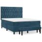 Preview: Boxspringbett mit Matratze Dunkelblau 140x190 cm Samt