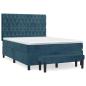 Preview: Boxspringbett mit Matratze Dunkelblau 140x200 cm Samt