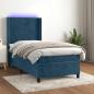 Preview: ARDEBO.de - Boxspringbett mit Matratze & LED Dunkelblau 90x200 cm Samt