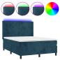 Preview: Boxspringbett mit Matratze & LED Dunkelblau 140x200 cm Samt