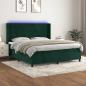Preview: ARDEBO.de - Boxspringbett mit Matratze & LED Dunkelgrün 180x200 cm Samt