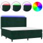 Preview: Boxspringbett mit Matratze & LED Dunkelgrün 180x200 cm Samt