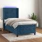 Preview: ARDEBO.de - Boxspringbett mit Matratze & LED Dunkelblau 90x200 cm Samt
